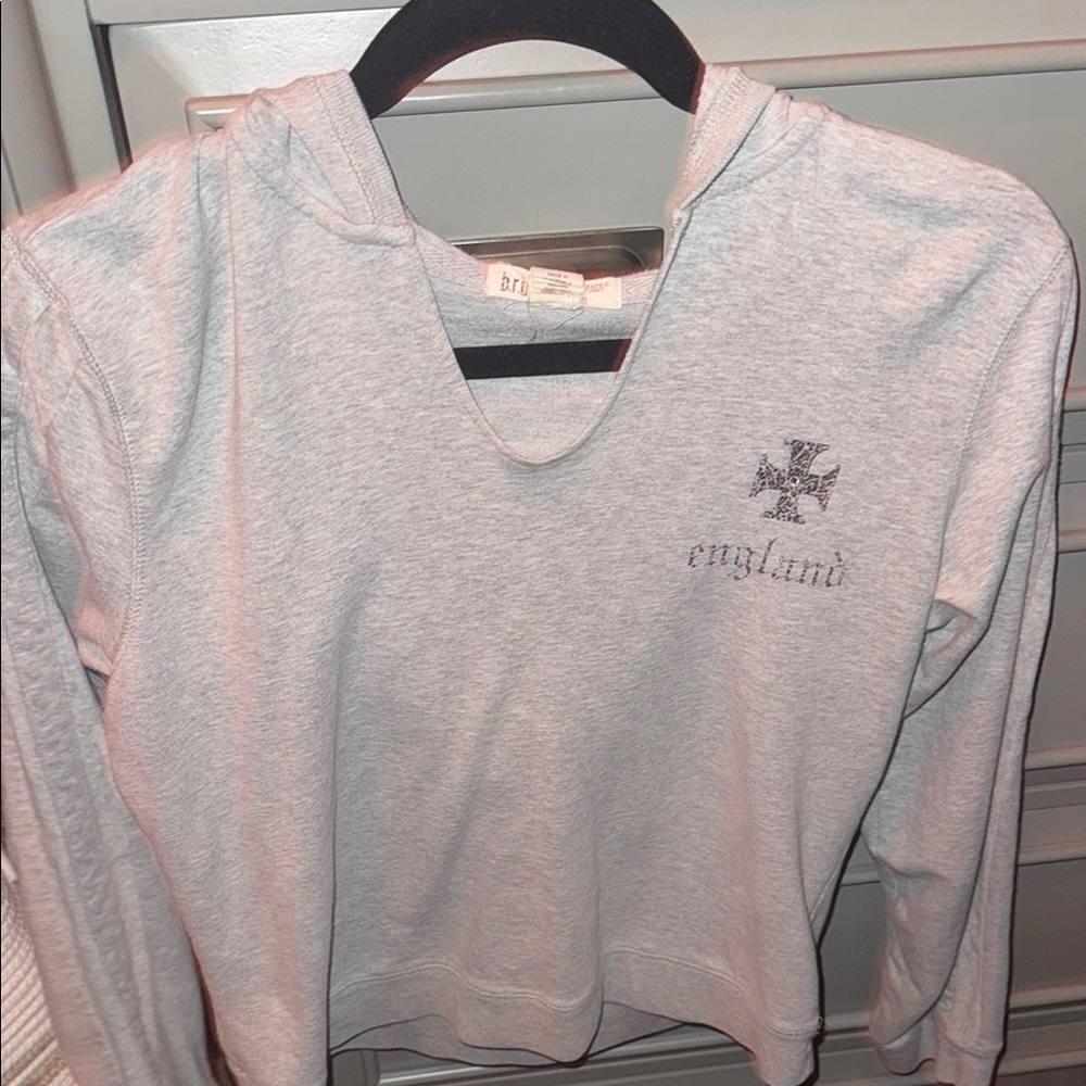 Gray England Hoodie with Cross Design